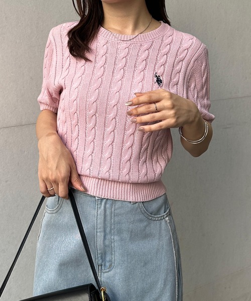 【POLO】ケーブルニット セーター（半袖） Mサイズ U.S. POLO ASSN. ニット セーター 「U.S.POLO ASSN.」 ワン