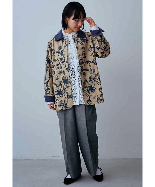 MEDE19F コート アウター MEDE19F ボタニカル柄リネン混