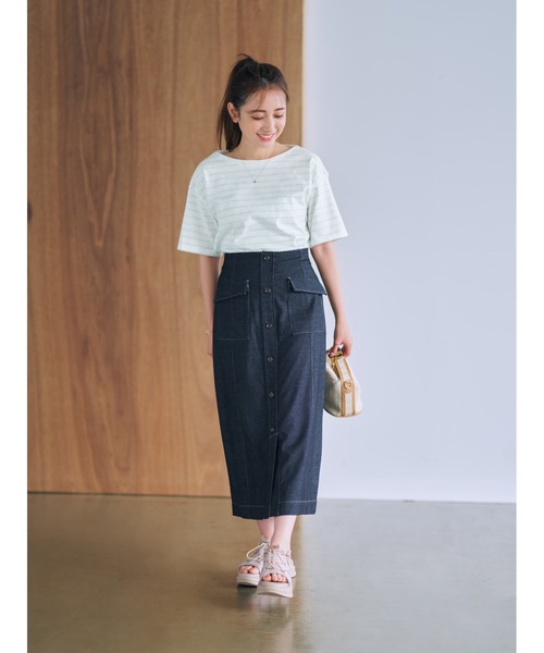 tシャツ ボートネックボーダーゆるT「低身長・小柄女性