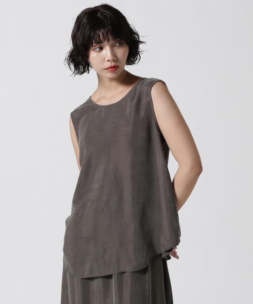 タンクトップ ノースリーブ DROIT BELLO（ドロイトベロ）キュプラ混タンクプルオーバー レディース