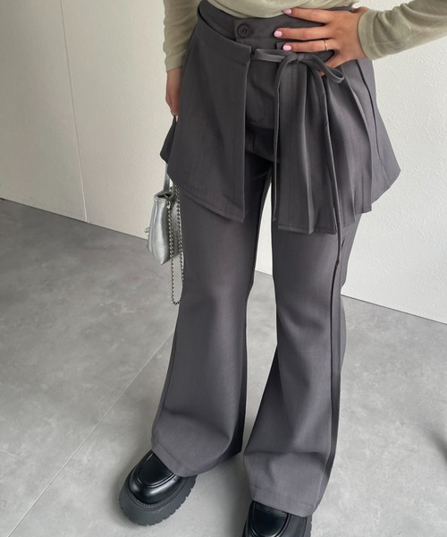 LACーVERT パンツ 巻きスカート付フレアパンツ レディース