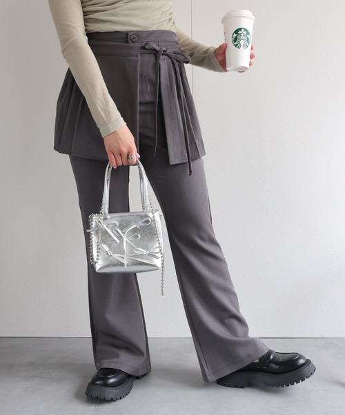 グレー フレア巻きスカート風パンツ　tao COMME des GARÇONS グレー フレア巻きスカート風パンツ tao COMME des GARÇONS