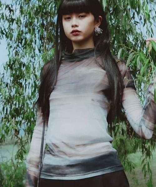 tシャツ 「FLAREUP」Sheer Turtleneck Long Sleeve レディース