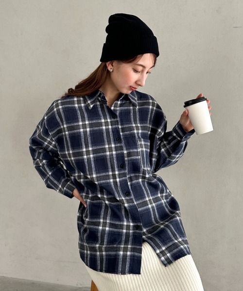 ブラウス シャツ 「10色展開」ビッグシルエット チェックシャツ