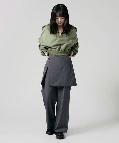 グレー フレア巻きスカート風パンツ　tao COMME des GARÇONS Chick スラックス パンツ Wrap Skirt with Slacks / 巻きスカート風