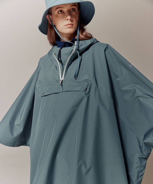 新品未使用 AIGLE エーグル 撥水 ケープ ポンチョ ターコイズ FREE AIGLE レインコート カッパ MTD防水 透湿 撥水 レインパック
