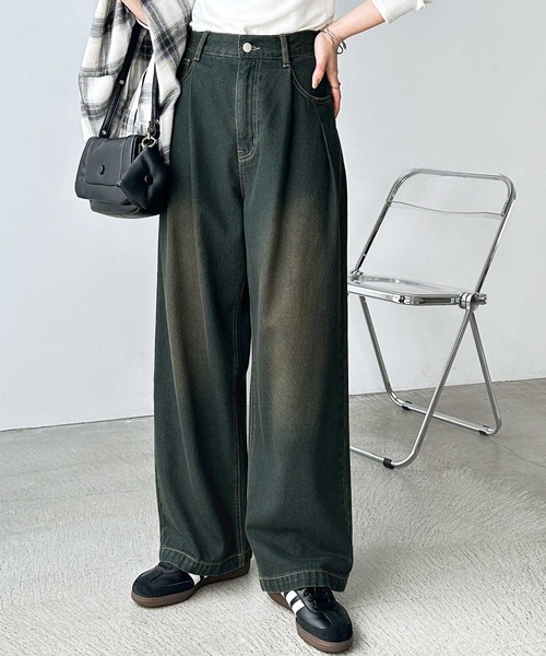 CHEEZE˓˓༼ˀᵕ̈༽ DENIM×DENIM デニムパンツ　FREEサイズ 3サイズ展開 / UNISEX 》ビンテージカラー オーバーダイ ワイド