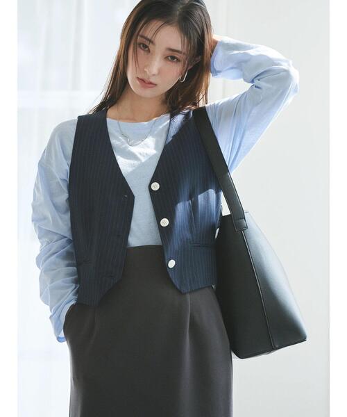 ブラウス シャツ 「宮本茉由着用」ストライプショートベスト「2025spring catalog item」 レディース