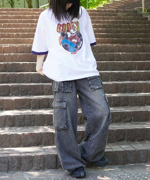 【Disney】ミッキー・ドナルド・グーフィー　バックプリントTシャツ〈古着〉 Disney tシャツ 25SS ヴィンテージライクプリント ミッキー