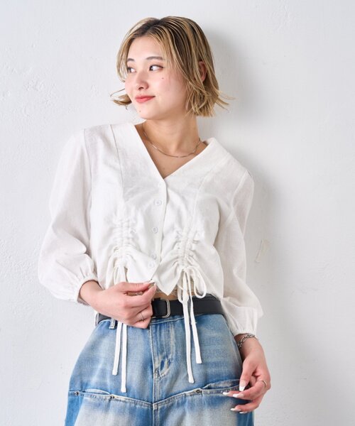 【WHO'S WHO gallery】パフスリーブギャザーブラウス WHO'S WHO gallery ブラウス シャツ ギャザーパフスリーブ