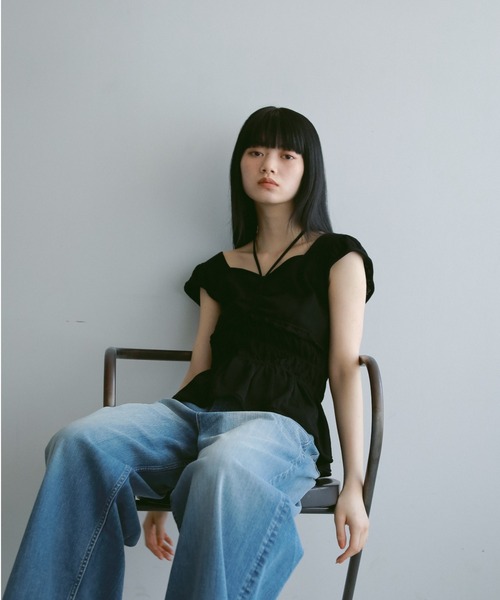 CASA FLINE ニット セーター ペプラムフレンチスリーブニット