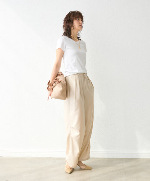 TROVATA【トロバーター】ホワイトパンツ RICCARDO METHA (リカルドメッサ) 1TUCK WIDE PANTS DRAGON