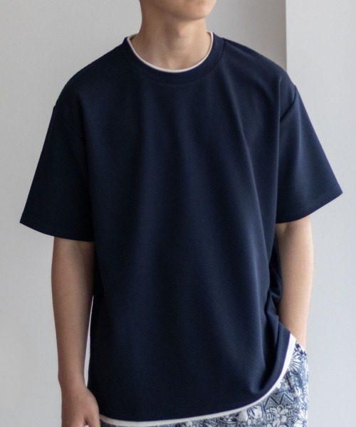 tシャツ NAVY「接触冷感」フェイクレイヤードＴシャツ メンズ レディース | NAVY（ファッション） | 20