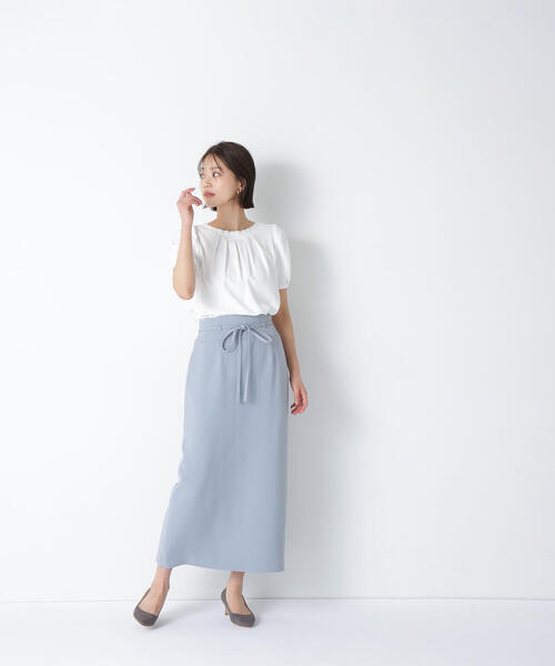 NATURAL BEAUTY BASIC ブラウス シャツ ボートネックタック