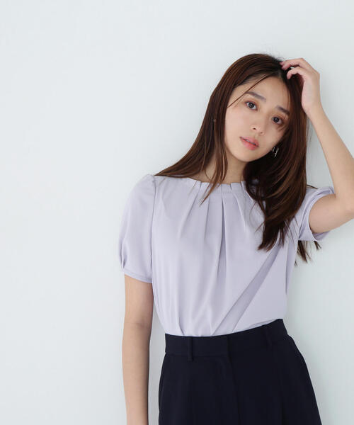 ブラウス シャツ ボートネックTブラウス レディース NATURAL BEAUTY BASIC ブラウス シャツ ボートネックタック