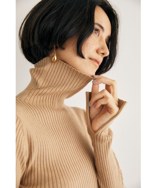 「MOUSSY」 タートルネックニット FREE ベージュ レディース_画像5