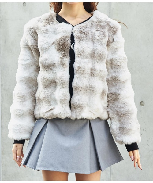 「CHILLE」 ファーコート FREE モカ レディース_画像4