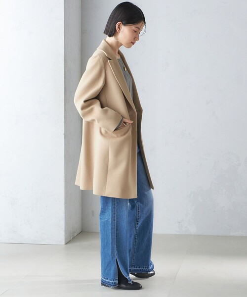 SHIPS　カシミヤ&ウール チェスターコート　ベージュ SHIPS: ウール/カシミヤ ロング チェスターコート｜ SHIPS 公式サイト