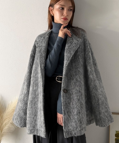 DIANTE⭐︎シャギールーズミドルコート完売グレーディアンテ classicalelf（クラシカルエルフ） ノーカラーコート コート