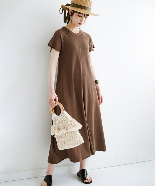 「haco!」 半袖ワンピース MEDIUM ブラウン レディース_画像6