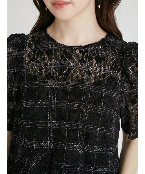 CELFORD tシャツ ブラッシュドレースペプラムトップス