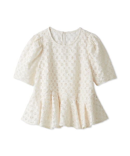 CELFORD tシャツ ブラッシュドレースペプラムトップス