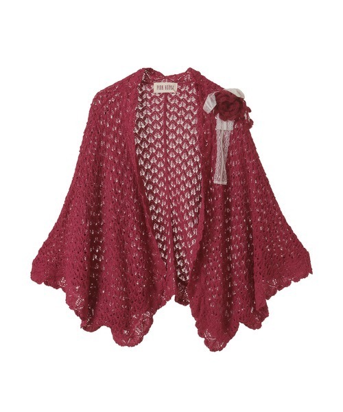 本日限定中⭐︎ピンクハウス綺麗なコサージュ付きニットボレロカーデ新品 PINK HOUSE（ピンクハウス） カーディガン コサージュ付きニットボレロ