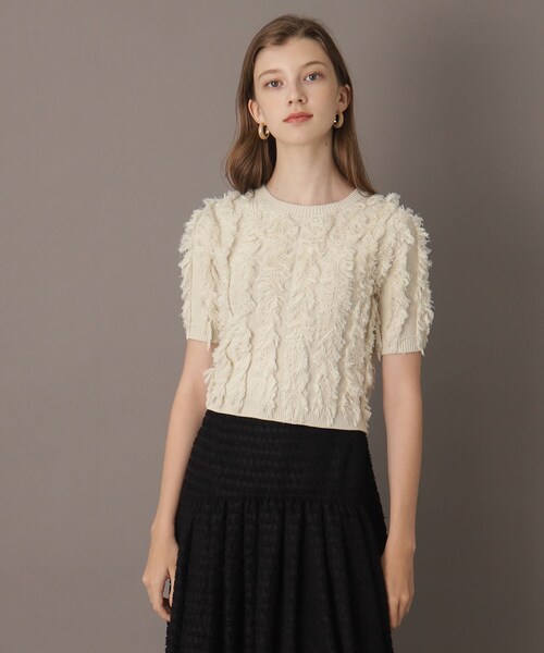 「DRESSTERIOR」 半袖ニット 36 アイボリー レディース_画像2