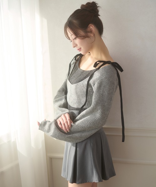 ベルベットリボンニット Ambre Neige（アンブルネージュ） ニット セーター velvet ribbon knit