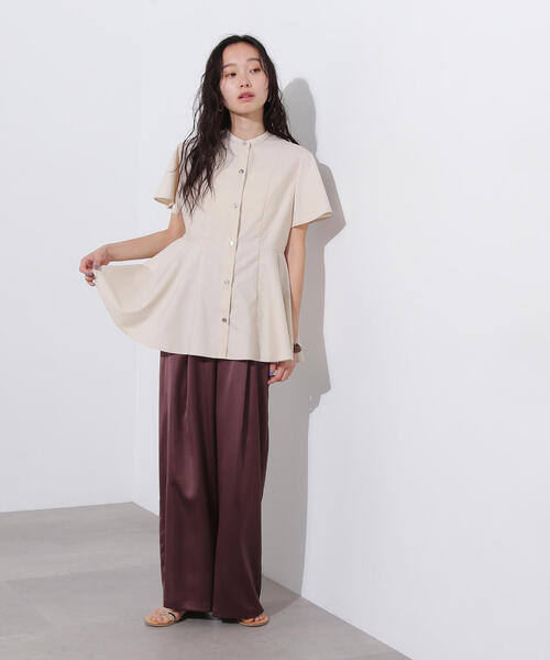 「N.(N. Natural Beauty Basic)」 半袖ブラウス MEDIUM ベージュ レディース_画像4