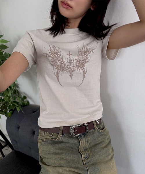 「FOLLOWIN」 半袖Tシャツ FREE ベージュ レディース_画像3