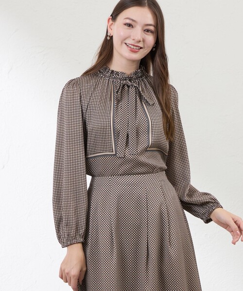 AMACA（アマカ） ブラウス シャツ ダイヤドットパネルブラウス