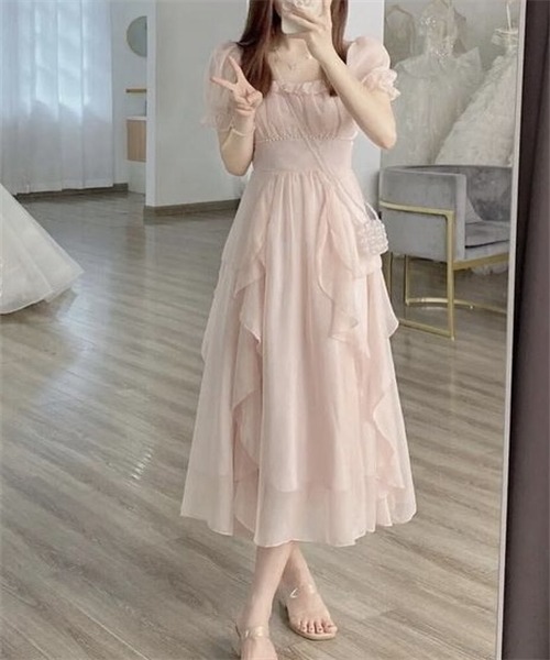 「FREE STYLISTS」 半袖ワンピース L アイボリー レディース_画像3