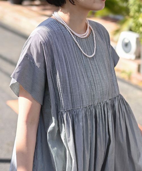 「＆HALF」 ノースリーブワンピース L ホワイト系その他 レディース_画像2