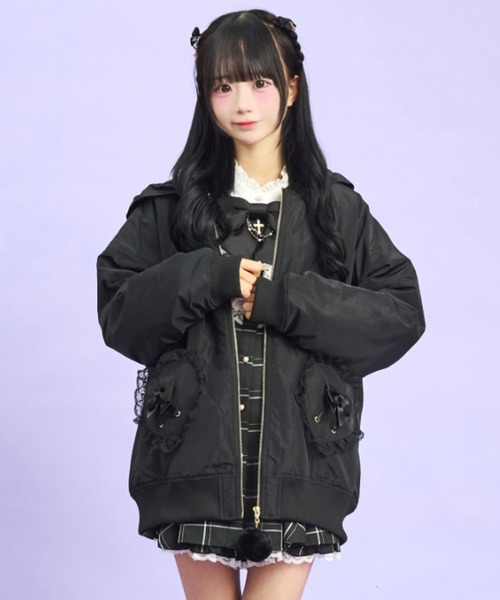 シークレットハニー　ウサ耳　中綿　ジャケット　ブルゾン Secret Honey（シークレットハニー） ブルゾン アウター ファーうさ耳