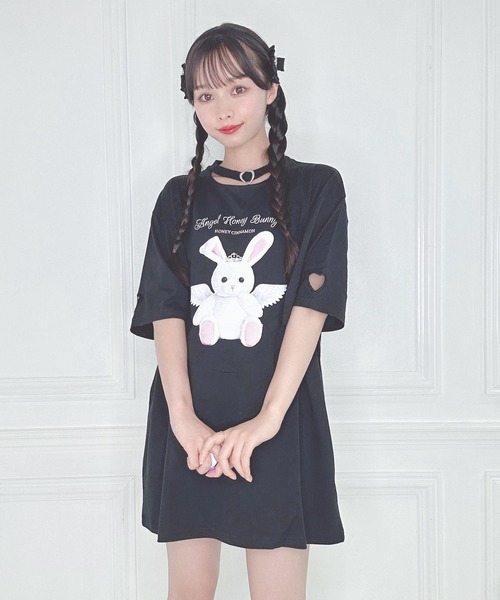 Honey Cinnamon（ハニーシナモン） 7分袖カットソー FREE ブラック