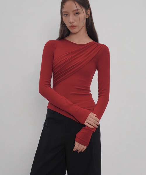 EIGHTHMONTH tシャツ クロスドレープデザイントップス EM25a151