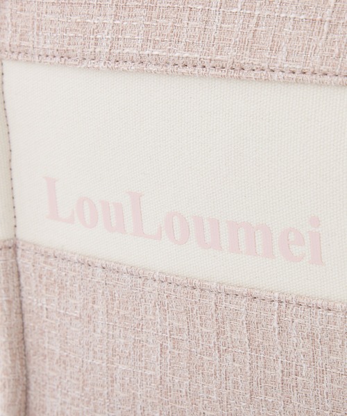 トートバッグ 「LouLoumei」リボンチャームツイード横長トートバッグ レディースの画像