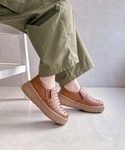 スリッポン 厚底 編み込み スリッポンシューズ...の詳細画像5