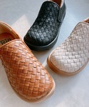 スリッポン 厚底 編み込み スリッポンシューズ...の詳細画像1