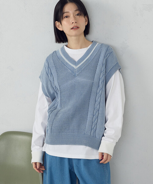 ベスト ジレ デニム調ニットベスト レディース : ZOZOTOWN Yahoo!店
