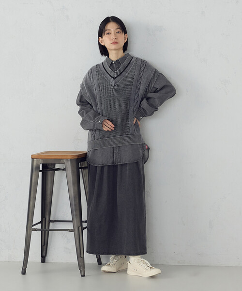 ベスト ジレ デニム調ニットベスト レディース : ZOZOTOWN Yahoo!店