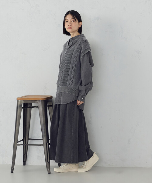 ベスト ジレ デニム調ニットベスト レディース : ZOZOTOWN Yahoo!店