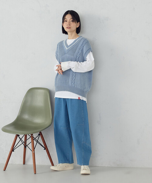 ベスト ジレ デニム調ニットベスト レディース : ZOZOTOWN Yahoo!店