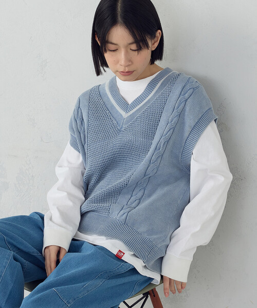  ジレ　値下げ歓迎 ベスト ジレ デニム調ニットベスト レディース : ZOZOTOWN Yahoo!店