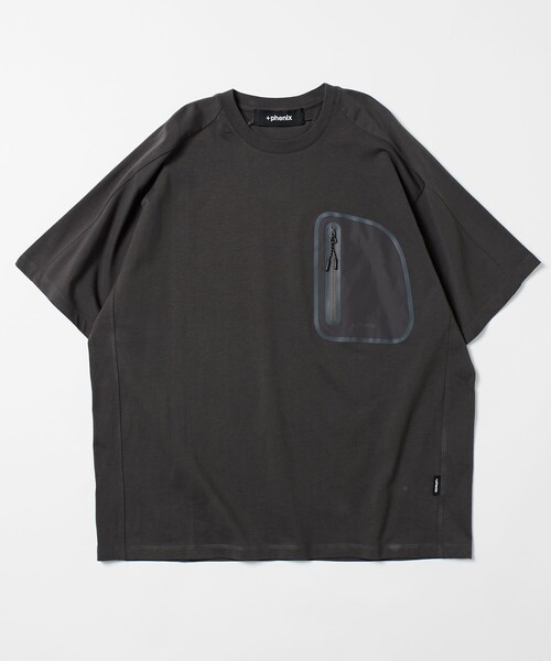 「+phenix」 半袖Tシャツ LARGE チャコールグレー メンズ_画像2