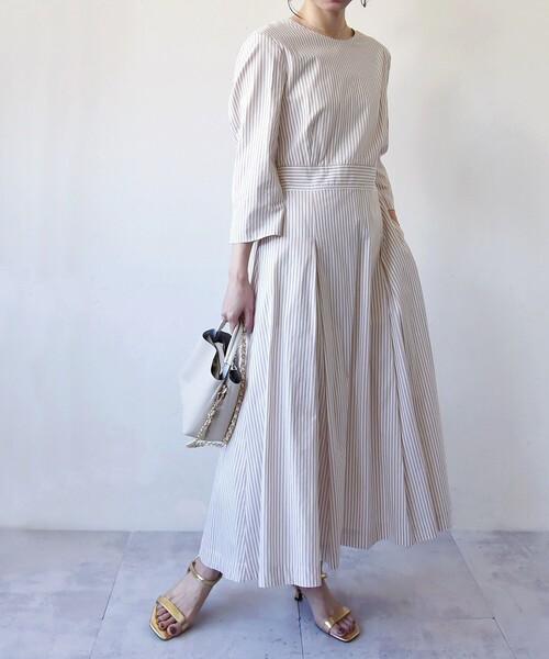 「quaranciel」 7分袖ワンピース ONE SIZE ベージュ レディース_画像5