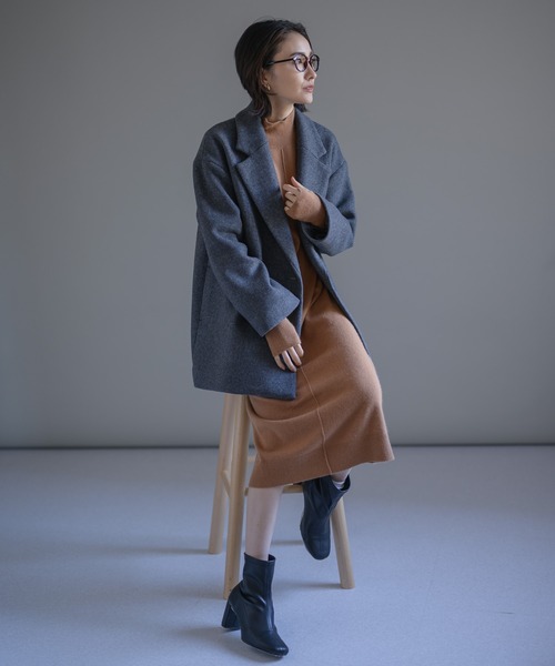 「KATHARINE ROSS」 ピーコート MEDIUM チャコールグレー レディース_画像2