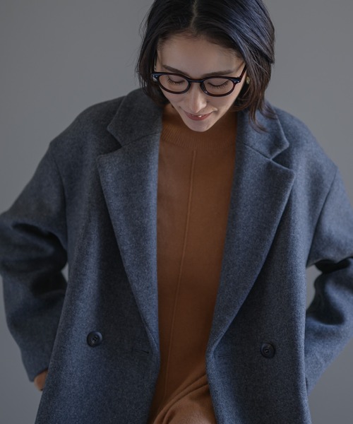 「KATHARINE ROSS」 ピーコート MEDIUM チャコールグレー レディース_画像3