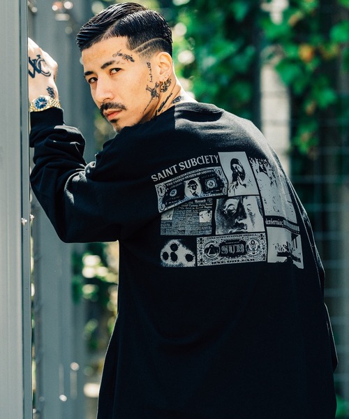 「Subciety」 長袖Tシャツ MEDIUM グレー メンズ_画像8